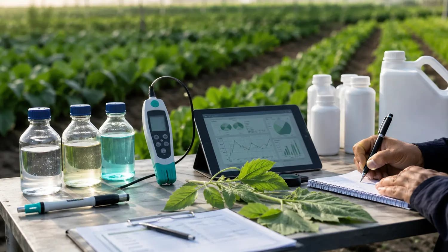 Camión técnico aplicando ozono y oxidación avanzada en terreno agrícola