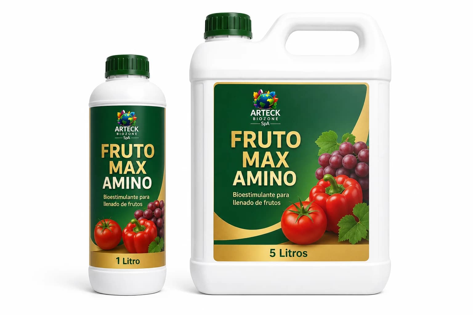 Fruto Max Amino bioestimulante en formatos de 1 litro y 5 litros